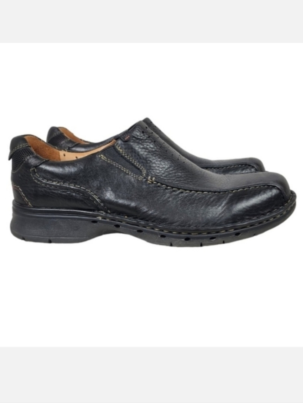Clark's Mens Unstructured Leather Slip On Loafers Black Size 10M Casual Minimal